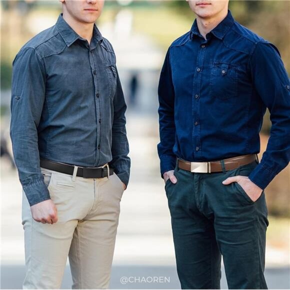 Leather Ratchet Belt Men 2 Pack - Customizable Fit, Effortless Style (35mm) - Picture 2 of 7